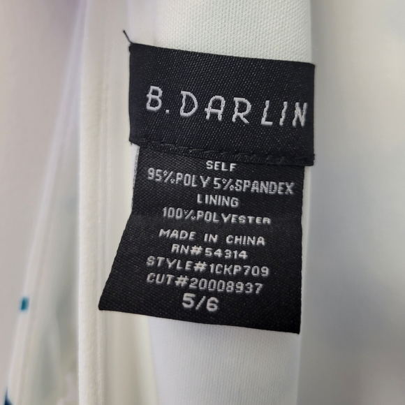 B Darlin Floral Fit and Flare Mock Neck Crochet Trim Dress Turquoise Blue 5 / 6 - Picture 7 of 10